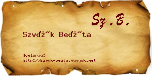 Szvák Beáta névjegykártya