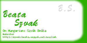 beata szvak business card